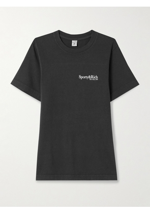 Sporty & Rich - Printed Cotton-jersey T-shirt - Black - x small,small,medium,large,x large