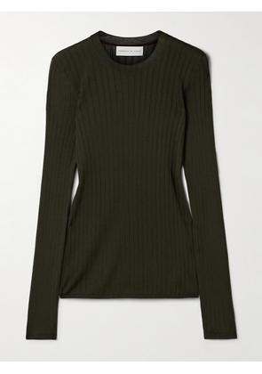Veronica de Piante - Elena Ribbed Silk-crepe Sweater - Green - x small,small,medium,large
