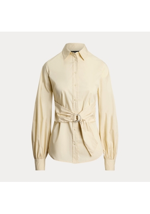 Tie-Front Cotton-Blend Shirt