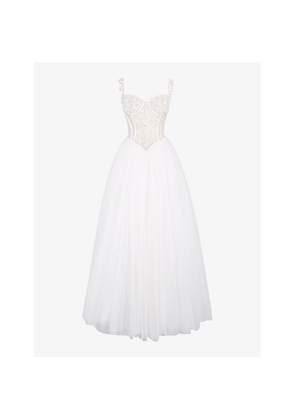 Womens House of CB Nathalie Lace-Embroidered Full-Skirt Woven Bridal Gown