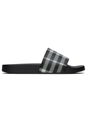 Burberry Black & White Check Pool Slides