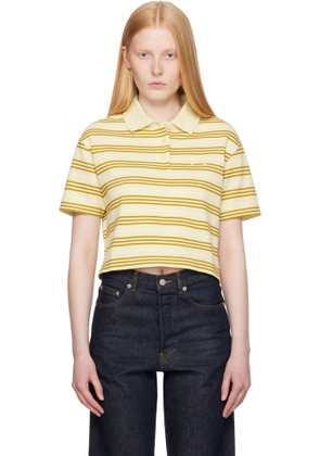 Burberry Yellow Cropped Striped Cotton Polo
