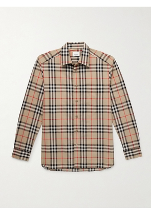 Burberry - Checked Cotton Shirt - Men - Neutrals - S