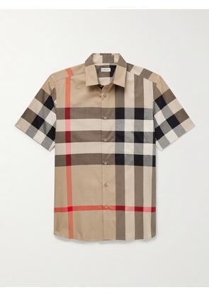 Burberry - Slim-Fit Checked Cotton Shirt - Men - Neutrals - XS