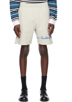 Burberry Off-White Knot Logo Cotton Shorts