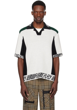 Burberry White & Black Logo Trim​ Wool Polo