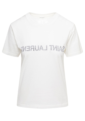 Saint Laurent Crewneck T-shirt With Reverse Logo