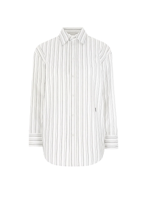 Saint Laurent Striped Certified Cotton Shirt With Monogram Embroidery