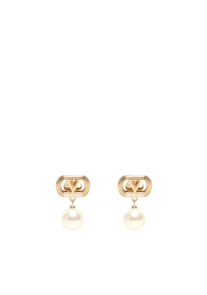 Valentino Garavani Ovalette Earrings In Metal And Swarovski Pearls