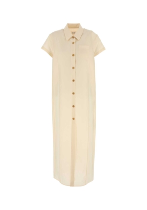 Khaite Cream Linen Blend Iffy Shirt Dress