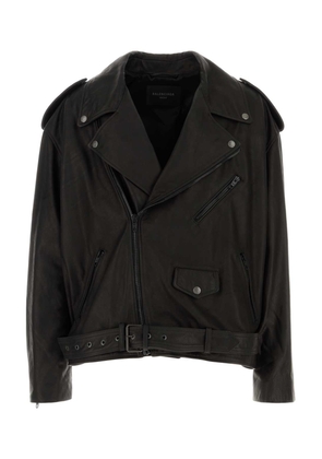 Balenciaga Black Leather Oversize Jacket