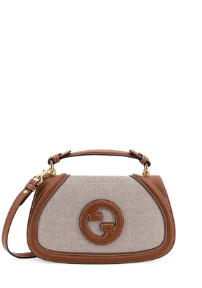 Gucci Blondie Cotton And Linen Handbag With Leather Profiles