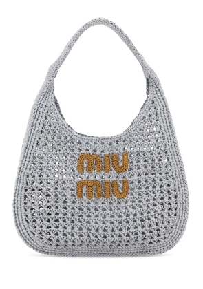 Miu Miu Pastel Light Blue Raffia Shopping Bag