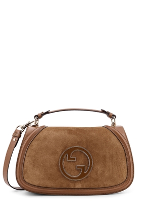 Gucci Blondie Medium Suede Handbag With Leather Inserts