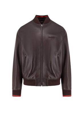 Leather Jacket With Gucci Embossed Detail