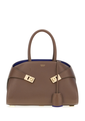 Ferragamo Chocolate Leather Small Hug Handbag