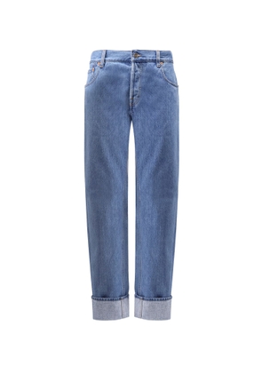Jeans With Cuff And Gucci Web Detail