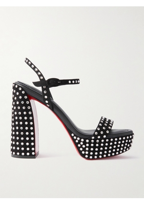 Christian Louboutin - Movida Jane 130 Crystal-embellished Suede Platform Sandals - Black - IT34,IT35,IT35.5,IT36,IT36.5,IT37,IT37.5,IT38,IT38.5,IT39,IT39.5,IT40,IT40.5,IT41,IT41.5,IT42