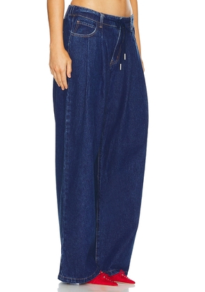 LIONESS Slouched Tie Up Jeans in Denim-Dark. Size XS. Also in L, M, S, XL, XXL, XXS.