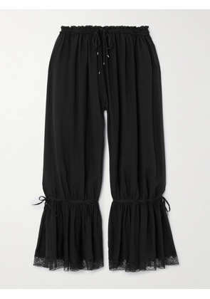 Chloé - Lace-trimmed Silk Pants - Black - FR 34,FR 36,FR 38,FR 40,FR 42,FR 44