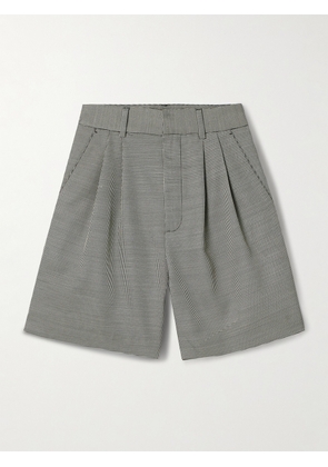 Anine Bing - Carrie Pleated Houndstooth Wool-blend Shorts - Gray - US0,US2,US4,US6,US8,US10,US12
