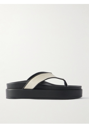 Ancient Greek Sandals - Charys2flatform Rubber-trimmed Canvas Platform Sandals - Black - IT35,IT36,IT37,IT38,IT39,IT40,IT41,IT42