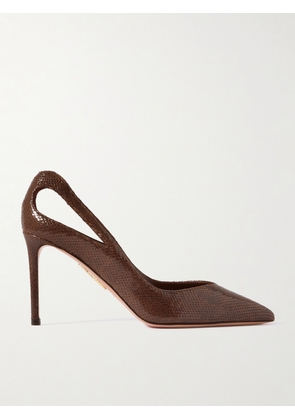 Aquazzura - Sheeva 85 Cutout Snake-effect Leather Pumps - Brown - IT36,IT36.5,IT37,IT37.5,IT38,IT38.5,IT39,IT39.5,IT40,IT40.5,IT41,IT41.5,IT42