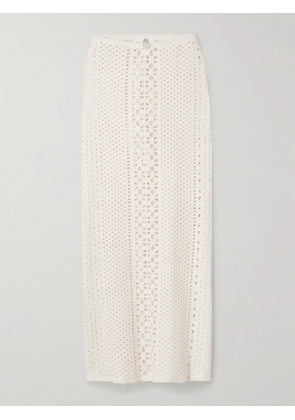 Sara Cristina - Sun Pearl-embellished Crocheted Cotton Maxi Skirt - Ivory - x small,small,medium,large,x large