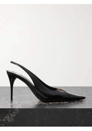 SAINT LAURENT - Babylone Cutout Leather Slingback Pumps - Black - EU 34,EU 34.5,EU 35,EU 35.5,EU 36,EU 36.5,EU 37,EU 37.5,EU 38,EU 38.5,EU 39,EU 39.5,EU 40,EU 40.5,EU 41,EU 41.5,EU 42