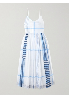 Eka - Caprice Shirred Striped Cotton-voile Midi Dress - Blue - x small,small,medium,large,x large