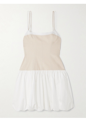 SIMKHAI - Fifi Linen-blend And Gathered Cotton-blend Poplin Mini Dress - Neutrals - US0,US2,US4,US6,US8,US10