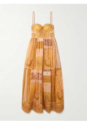 Zimmermann - Lucky Bandana-print Cotton-voile Midi Dress - Yellow - 00,1,2,3,4