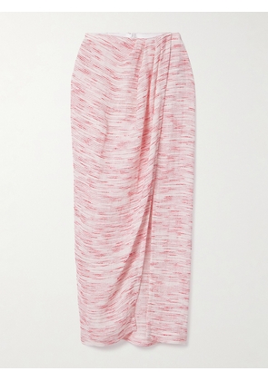 Lisa Marie Fernandez - Pleated Striped Linen-blend Gauze Pareo - Red - 1,2,3,4