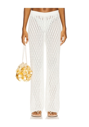 MINKPINK Kirra Pointelle Knit Pant in Ivory. Size M, XL, XS.