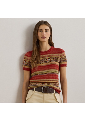 Geo-Striped Short-Sleeve Jumper
