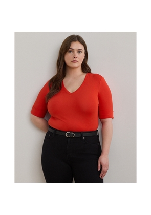 Curve - Stretch Cotton Elbow-Sleeve V-Neck Tee