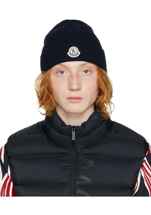 Moncler Navy Virgin Wool Beanie