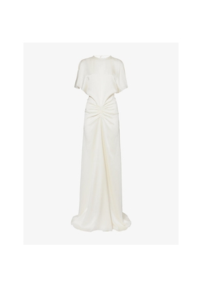 Womens Victoria Beckham Gathered-Front Open-Back Satin-Crepe Maxi Dress
