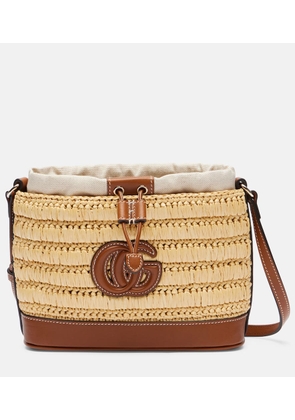Gucci Woven leather-trimmed shoulder bag