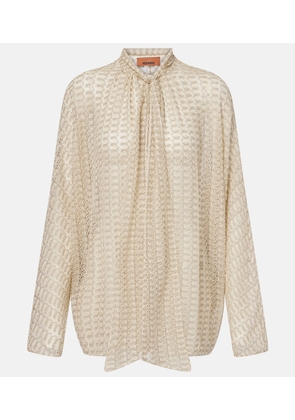 Missoni Zigzag tie-neck lame blouse