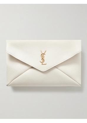 SAINT LAURENT - Cassandre Large Textured-leather Clutch - Off-white - One size