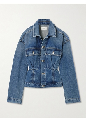 AGOLDE - Zyla Cinch Buckled Gathered Denim Jacket - Blue - x small,small,medium,large,x large