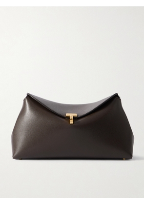 TOTEME - T-lock Textured-leather Clutch - Brown - One size