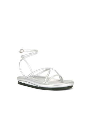 Nora Lozza Chunky Slim Sandal in Metallic Silver. Size 6. Also in 7, 8, 9.