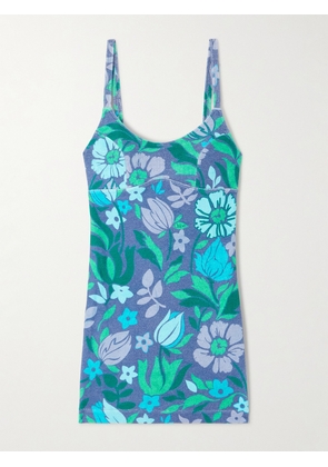 Chloé - Printed Cotton-jersey Mini Dress - Blue - x small,small,medium,large,x large