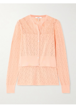 Chloé - Pointelle-knit Cotton Tank And Cardigan Set - Orange - x small,small,medium,large,x large