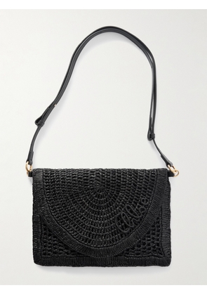 Chloé - + Made For A Woman The Summer Banana Leather-trimmed Raffia Shoulder Bag - Black - One size