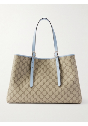 Gucci - Gg Emblem Leather-trimmed Printed Coated-canvas Tote - Brown - One size