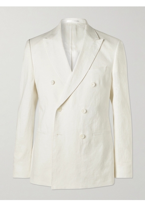 Mr P. - Double-Breasted Linen Tuxedo Jacket - Men - White - 38