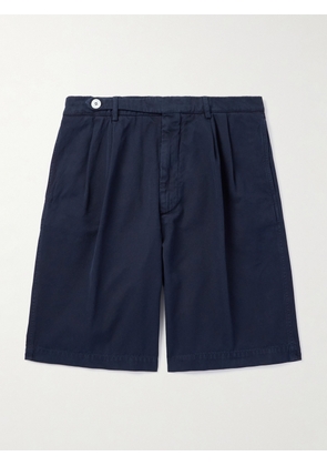 Brunello Cucinelli - Straight-Leg Pleated Cotton-Twill Shorts - Men - Blue - IT 44